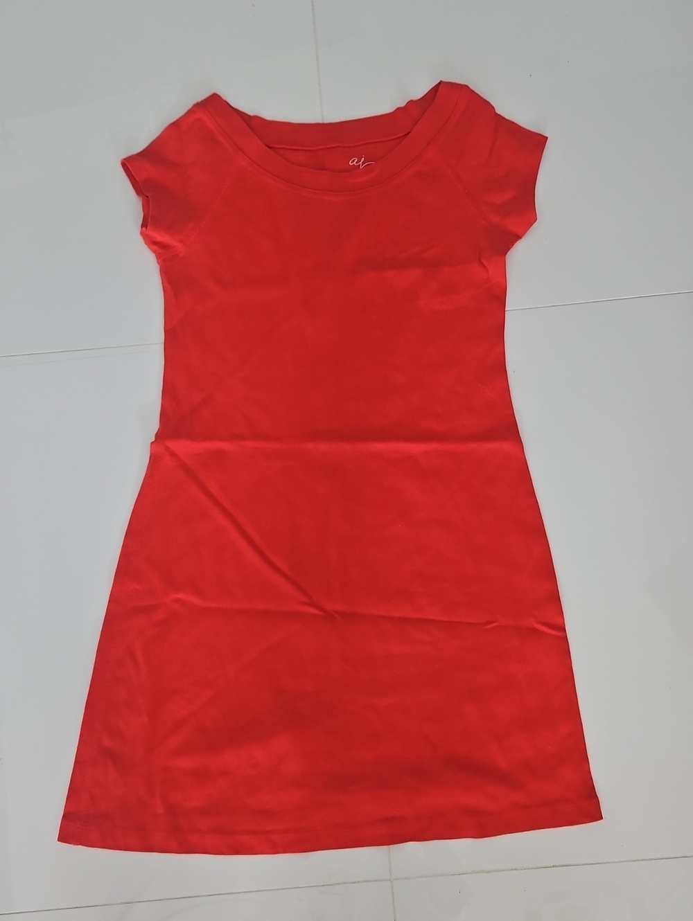 Andrea Jovine Red Orange Short Sleeve A-Line Mini Dress